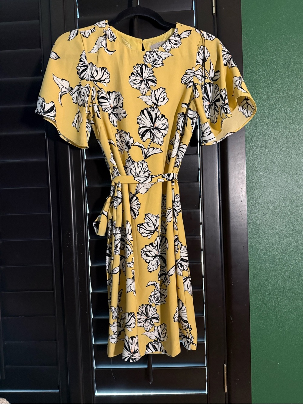H&M Yellow Floral Belted Mini Dress